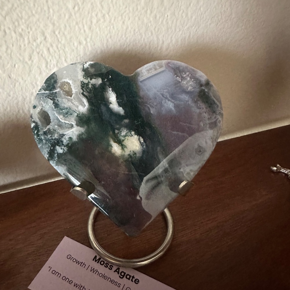 Bundle Grape Agate Slab and Moss Agate Heart - Picture 3 of 3